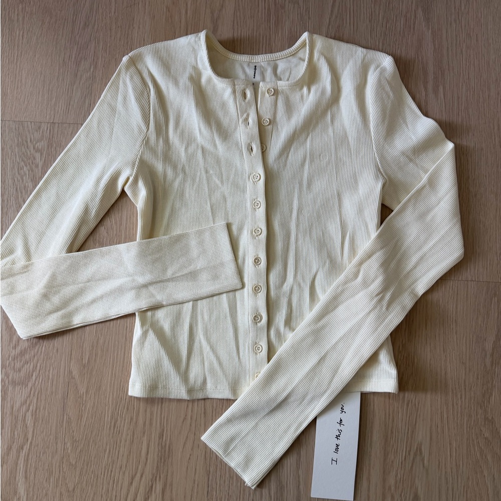 Thirty Years Demi Ribbed Cardigan Buttermilk